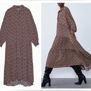 ZARA oversized flowy floral print dress